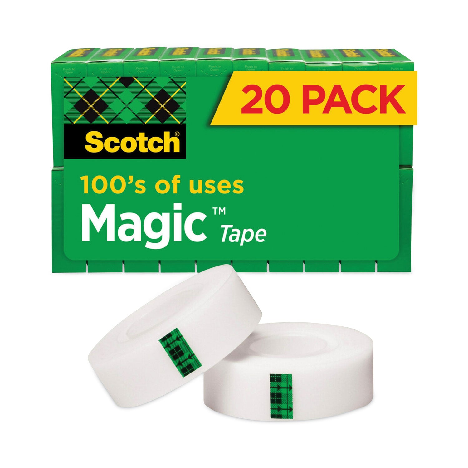 Scotch Magic Tape Value Pack, 1" Core, 0.75" x 83.33 ft, Clear, 20/Pack (810K20)