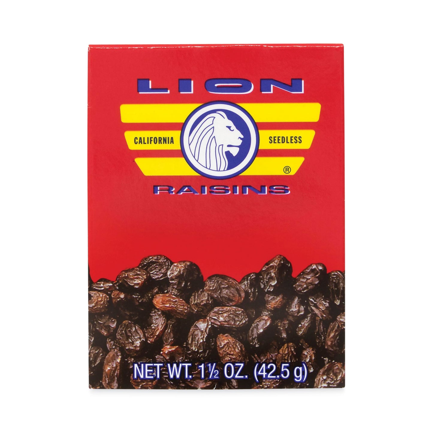 Lion California Seedless Raisins, 1.5 oz Box, 6/Pack (30801001)