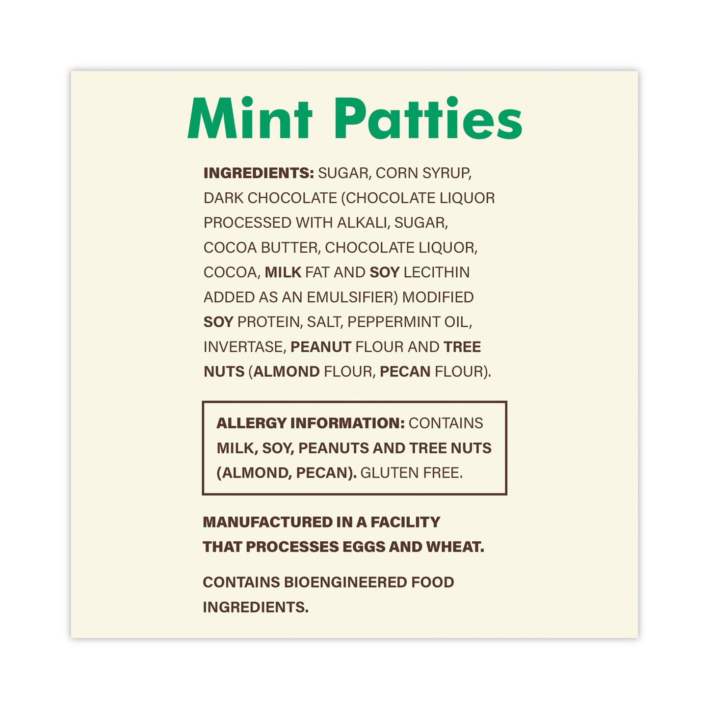 Pearson's Mint Patties,175 Individually Wrapped, 3 lb Bag (20900558)