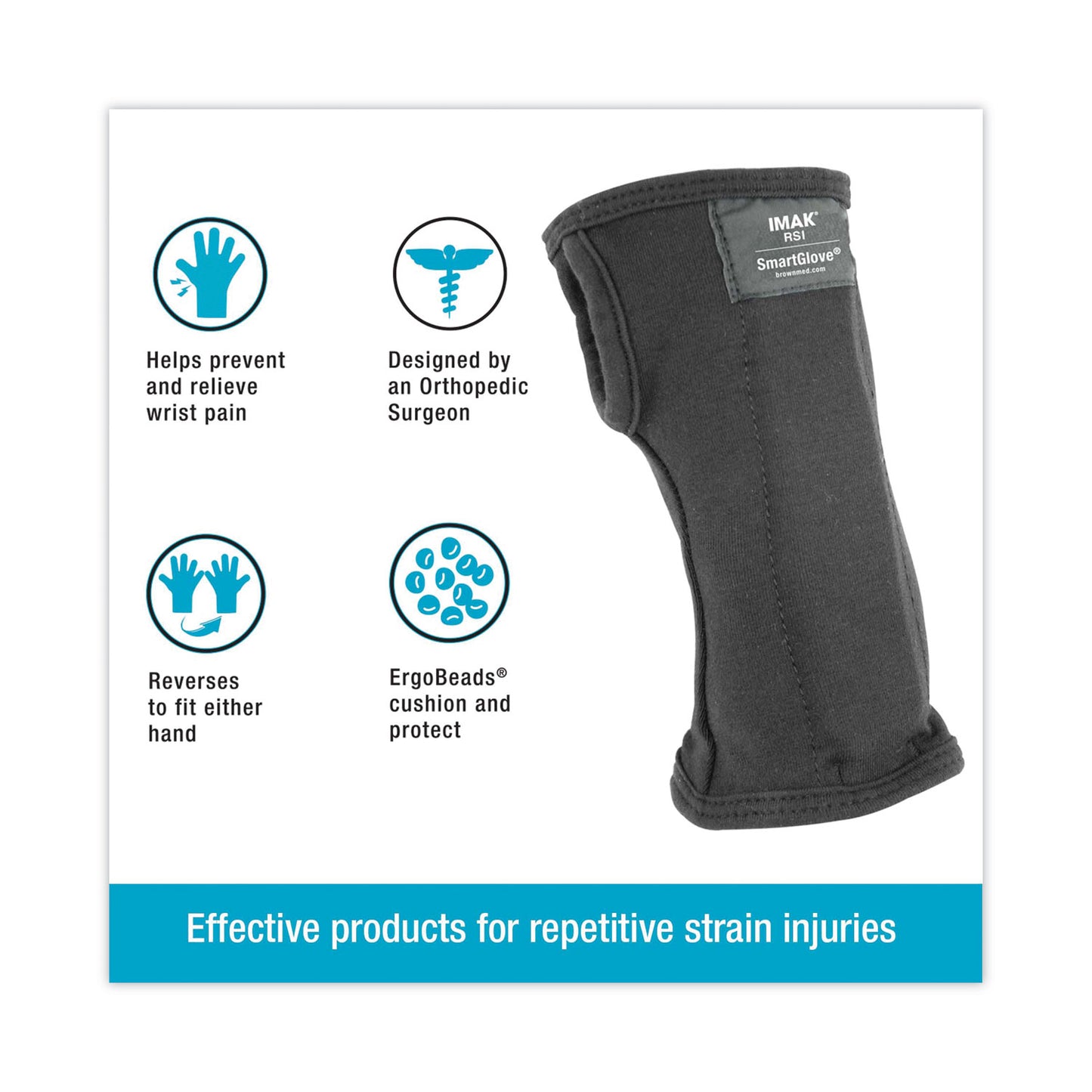 IMAK SmartGlove Wrist Wrap, Medium, Fits Hands Up to 3.75" Wide, Black (A20126)