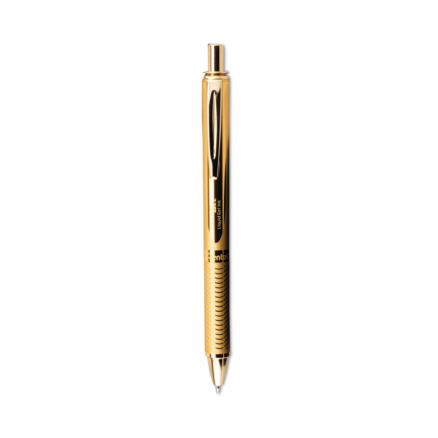 Pentel EnerGel Alloy Gel Pen, Retractable, Medium 0.7 mm, Black Ink, Gold Barrel (BL407XABX)