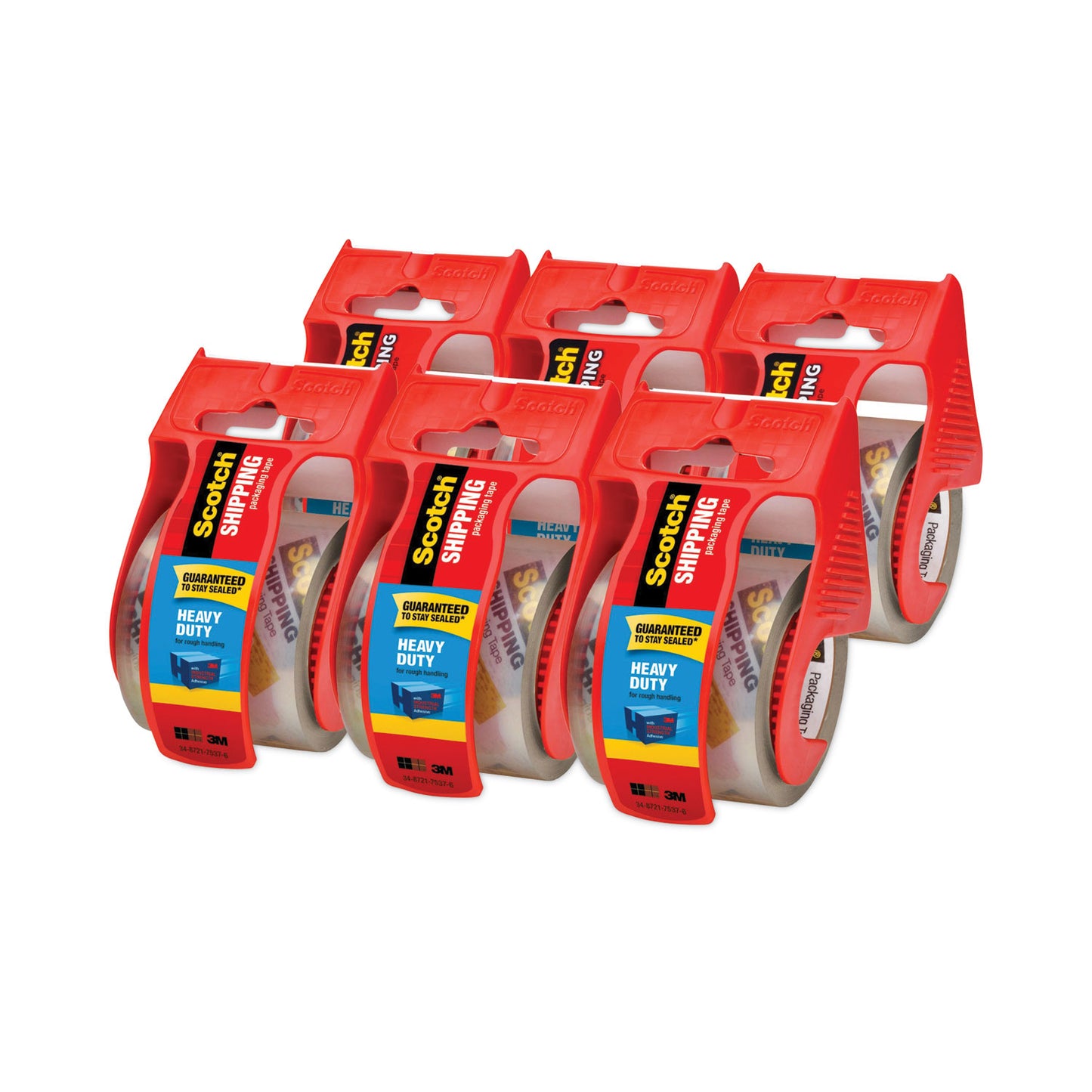 Scotch 3850 Heavy-Duty Packaging Tape with Dispenser, 1.5" Core, 1.88" x 66.66 ft, Clear, 6/Pack (1426)