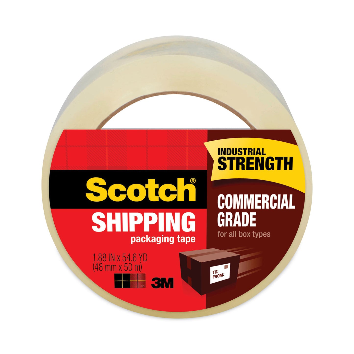 Scotch 3750 Commercial Grade Packaging Tape, 3" Core, 1.88" x 54.6 yds, Clear