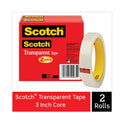 Scotch Transparent Tape, 3" Core, 0.75" x 72 yds, Transparent, 2/Pack (6002P3472)