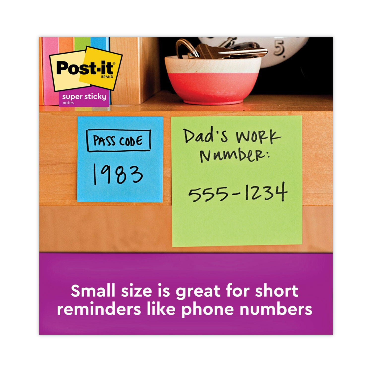 Post-it Pads in Energy Boost Collection Colors, 2" x 2", 90 Sheets/Pad, 8 Pads/Pack (6228SSAU)