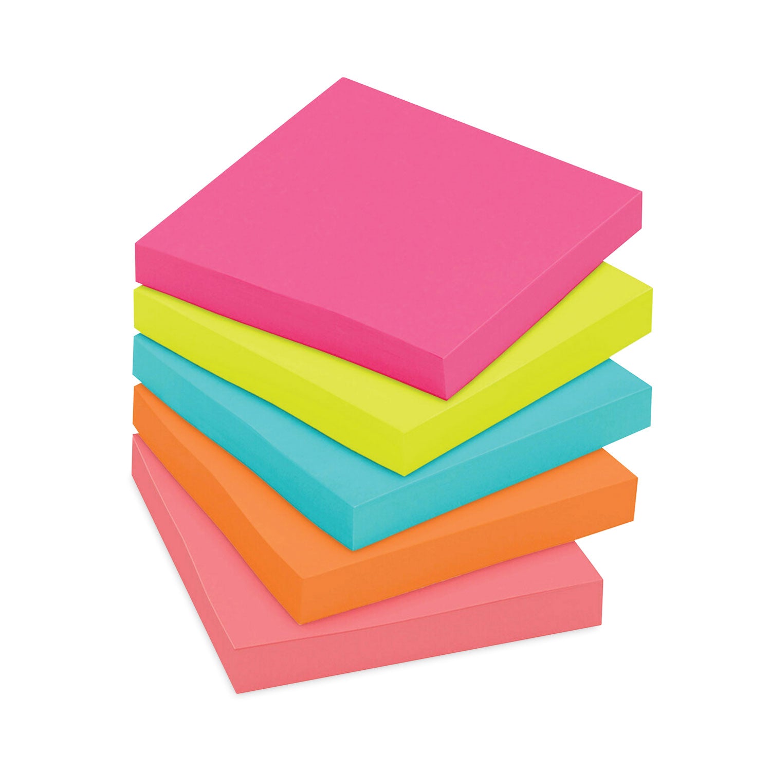 Post-it Original Pads in Poptimistic Collection Colors, 3" x 3", 100 Sheets/Pad, 5 Pads/Pack (6545PK)