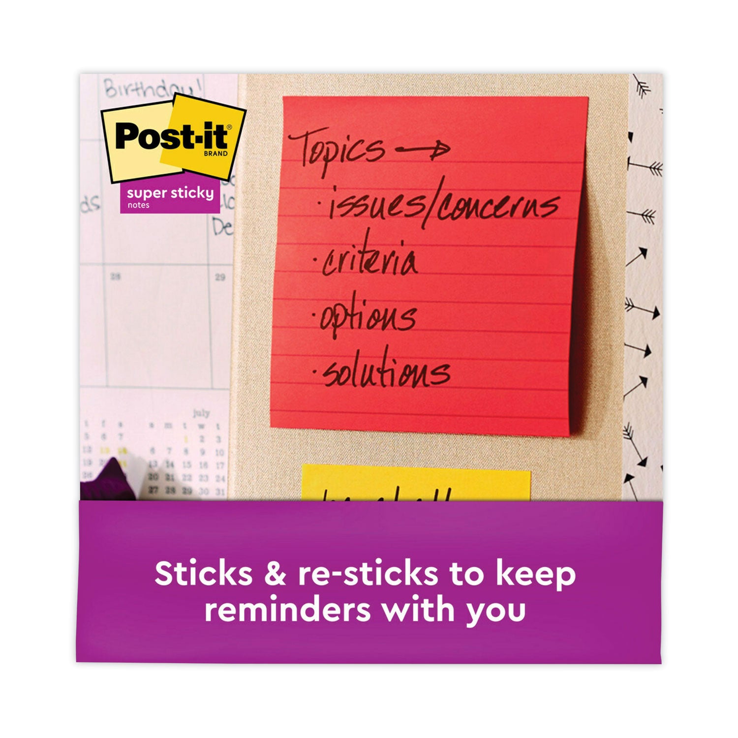 Post-it Pads in Playful Primary Collection Colors, Note Ruled, 4" x 4", 90 Sheets/Pad, 6 Pads/Pack (6756SSAN)