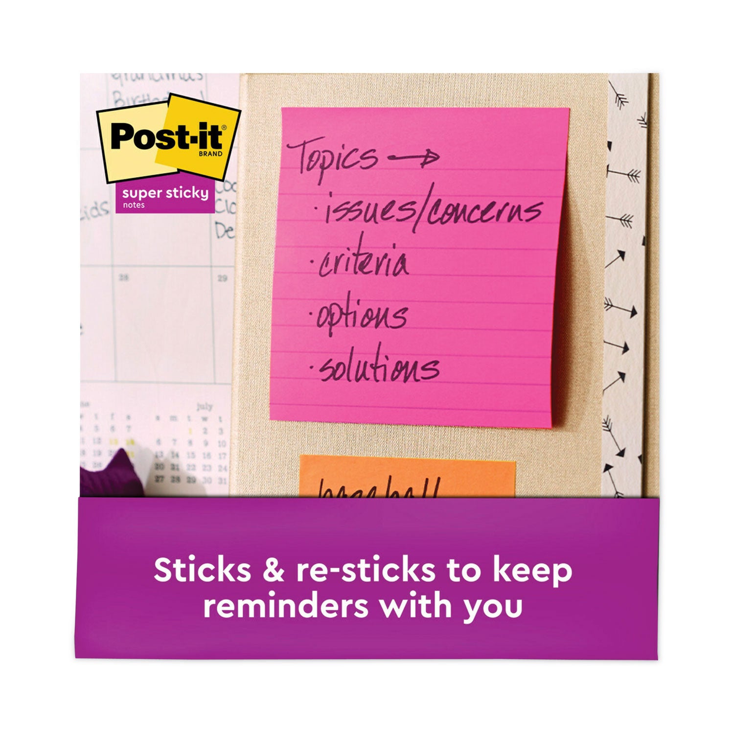 Post-it Pads in Energy Boost Collection Colors, Note Ruled, 4" x 4", 90 Sheets/Pad, 6 Pads/Pack (6756SSUC)