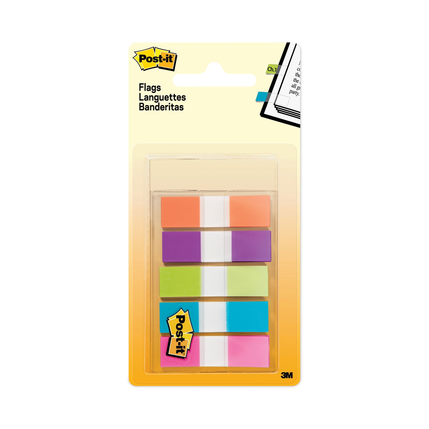 Post-it Page Flags in Portable Dispenser, Assorted Brights, 5 Dispensers, 20 Flags/Color (6835CB2)