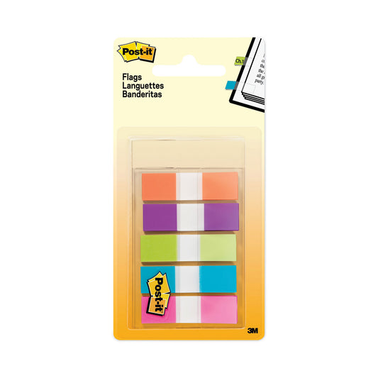 Post-it Page Flags in Portable Dispenser, Assorted Brights, 5 Dispensers, 20 Flags/Color (6835CB2)