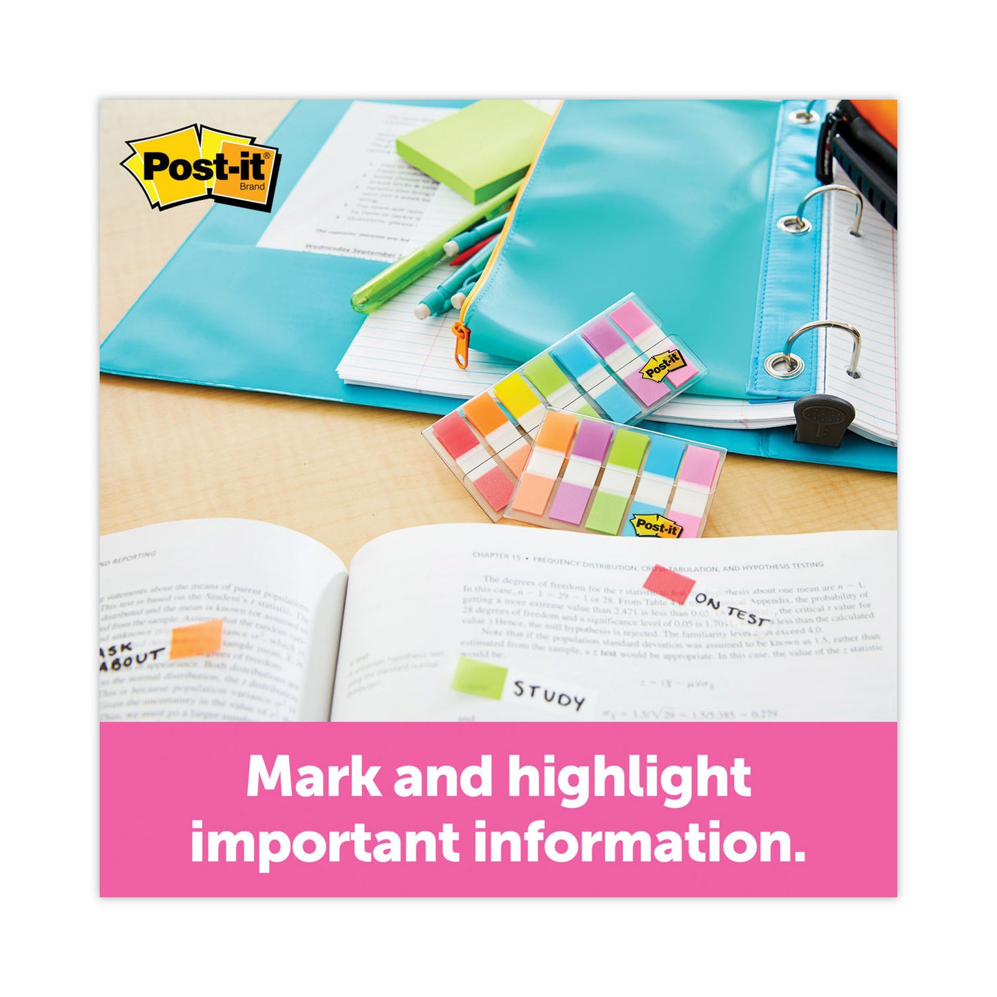 Post-it Page Flags in Portable Dispenser, Assorted Brights, 5 Dispensers, 20 Flags/Color (6835CB2)