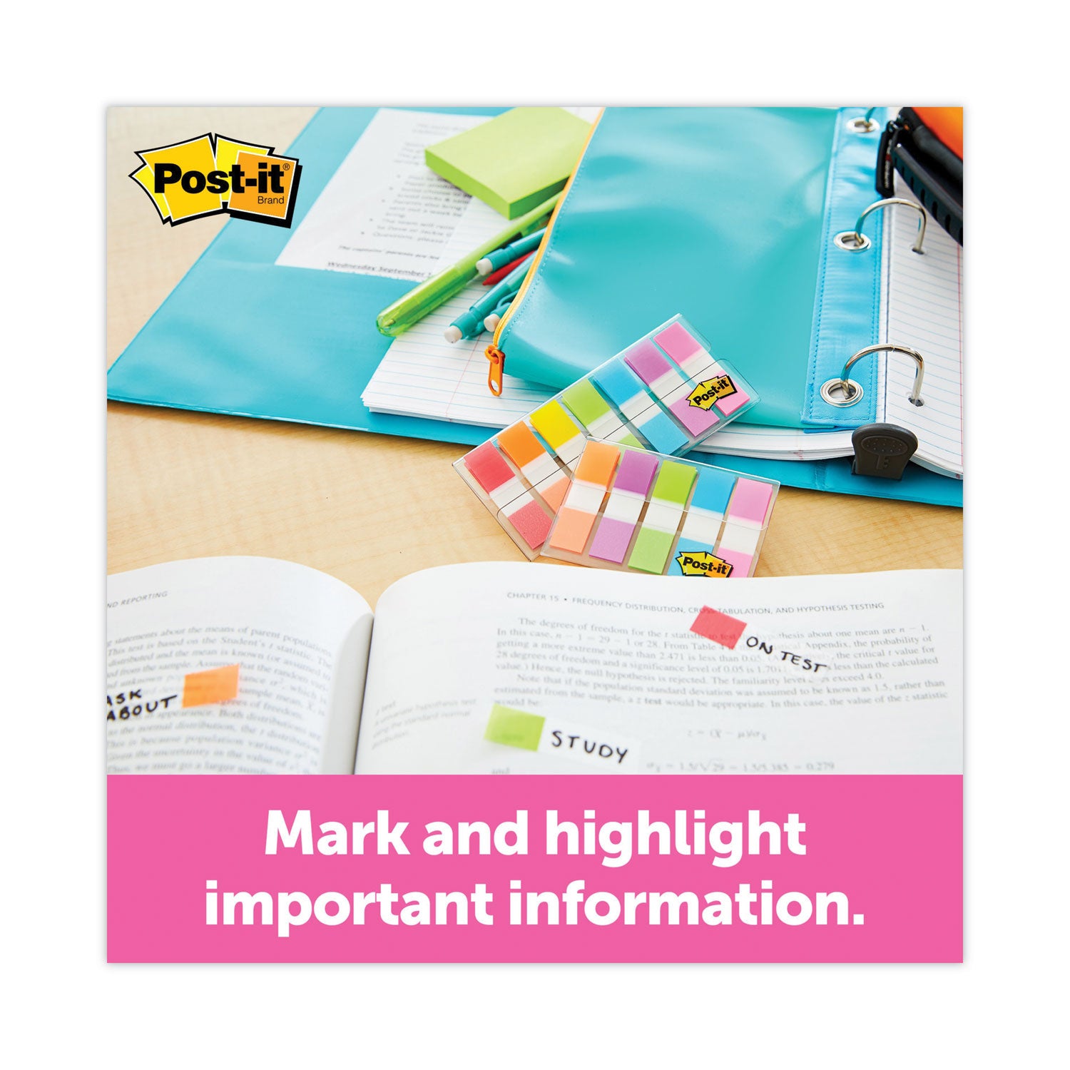 Post-it Page Flags in Portable Dispenser, Assorted Brights, 5 Dispensers, 20 Flags/Color (6835CB2)