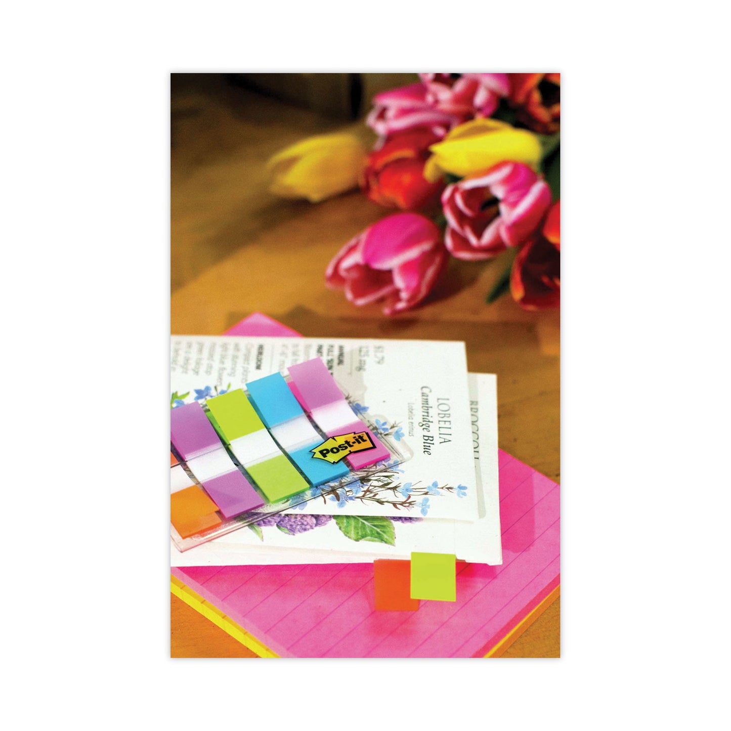 Post-it Page Flags in Portable Dispenser, Assorted Brights, 5 Dispensers, 20 Flags/Color (6835CB2)