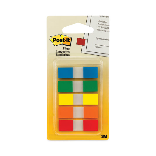 Post-it Page Flags in Portable Dispenser, Assorted Primary, 20 Flags/Color, 100 Flags/Pack (6835CF)