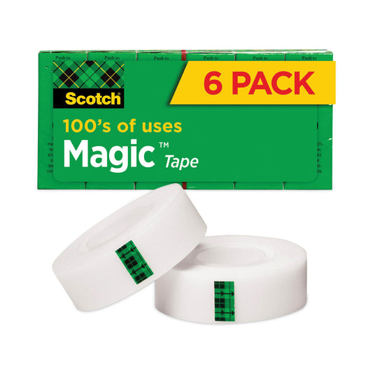 Scotch Magic Tape Refill, 1" Core, 0.75" x 36 yds, Clear, 6/Pack (8106PK)