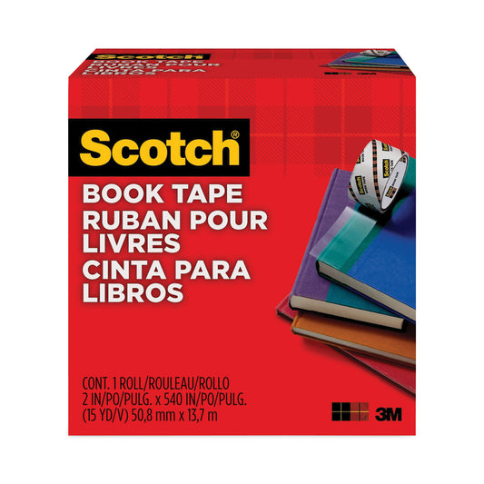 Scotch Book Tape, 3" Core, 2" x 15 yds, Clear (8452)