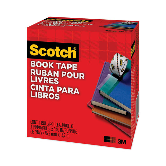 Scotch Book Tape, 3" Core, 3" x 15 yds, Clear (8453)