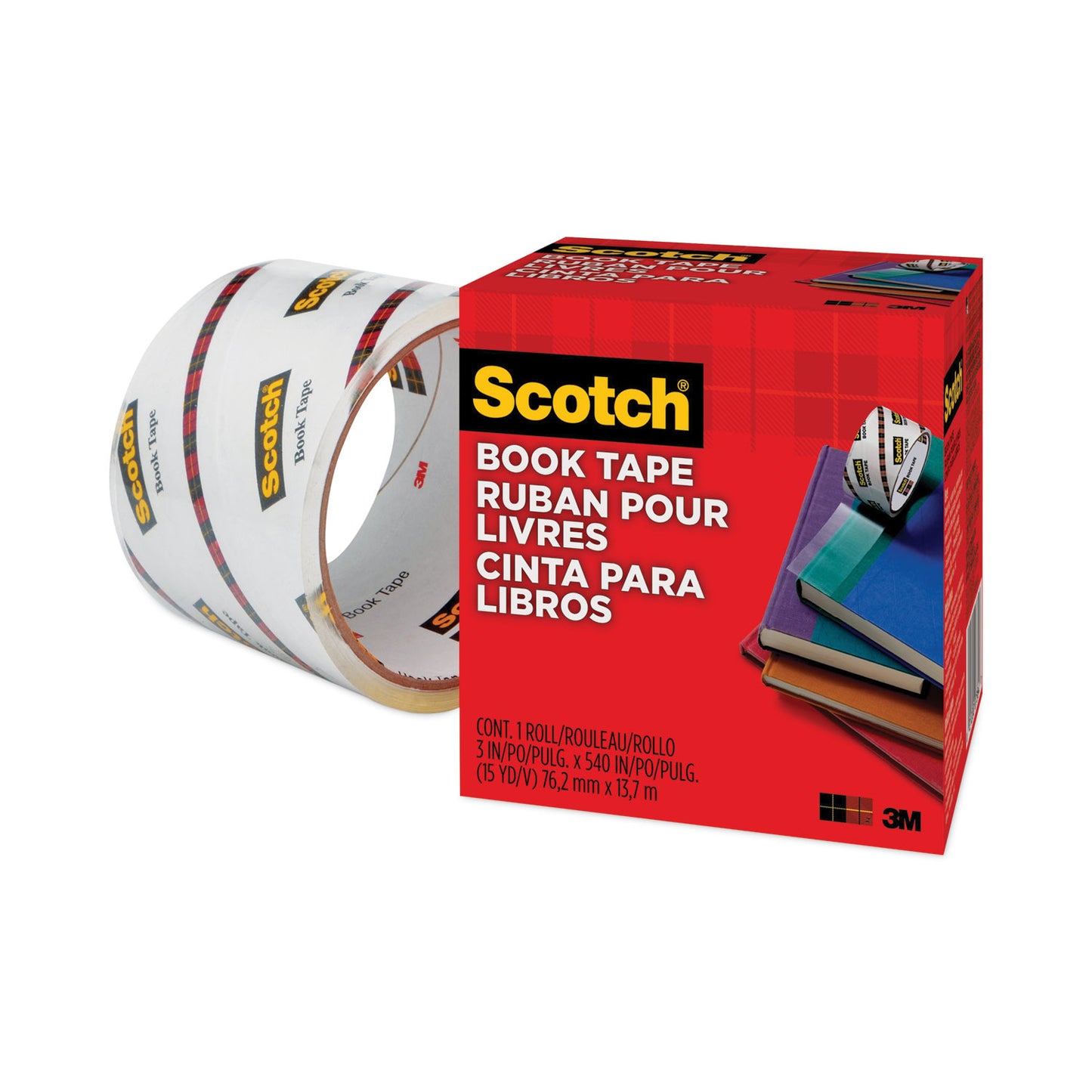 Scotch Book Tape, 3" Core, 3" x 15 yds, Clear (8453)