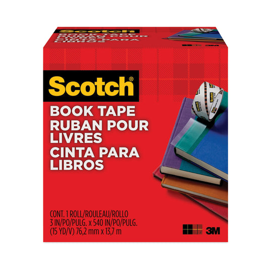 Scotch Book Tape, 3" Core, 3" x 15 yds, Clear (8453)