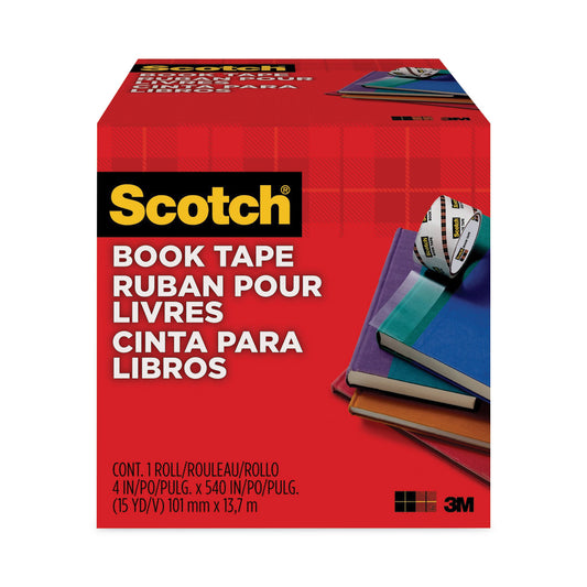 Scotch Book Tape, 3" Core, 4" x 15 yds, Clear (8454)