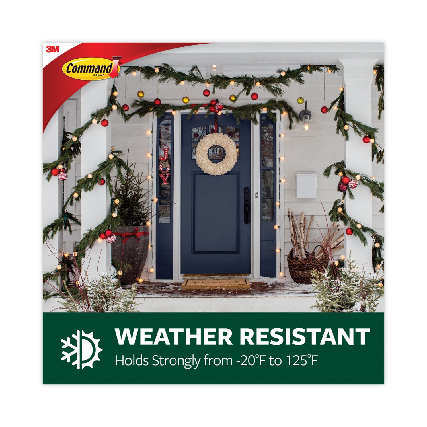 Command All Weather Hooks and Strips, Small, Plastic, Clear, 16 Clips and 20 Strips/Pack (17017CLRAWES)