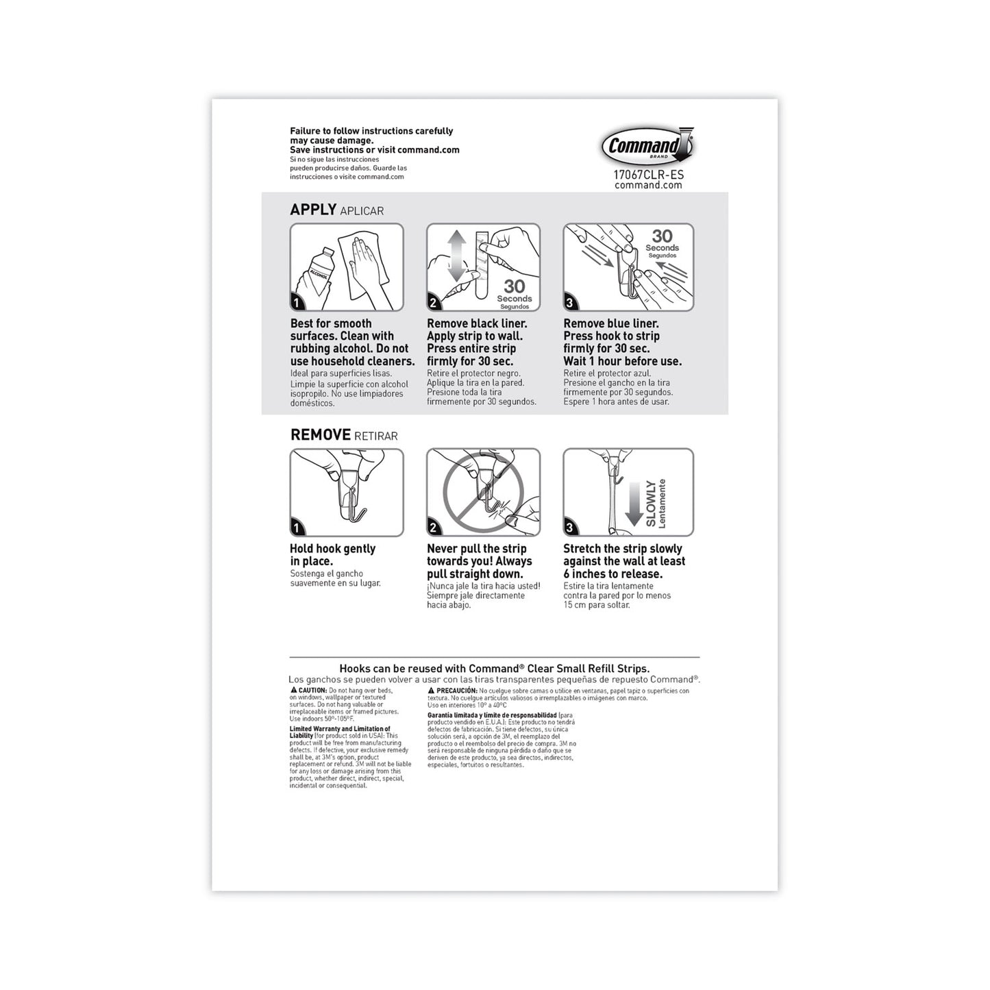 Command Clear Hooks and Strips, Small, Plastic/Metal, 0.5 lb, 9 Hooks and 12 Strips/Pack (17067CLR9ES)