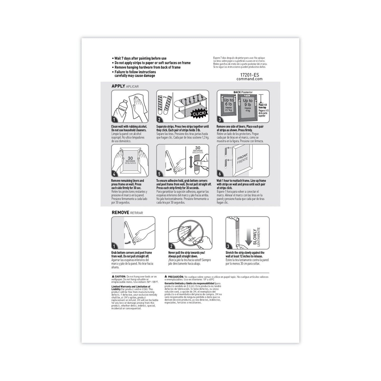 Command Picture Hanging Strips, Cabinet Pack, Removable, Holds Up to 6 lbs per Pair, 0.75 x 2.75, White, 4/Set, 50 Sets/Carton (17201CABPK)