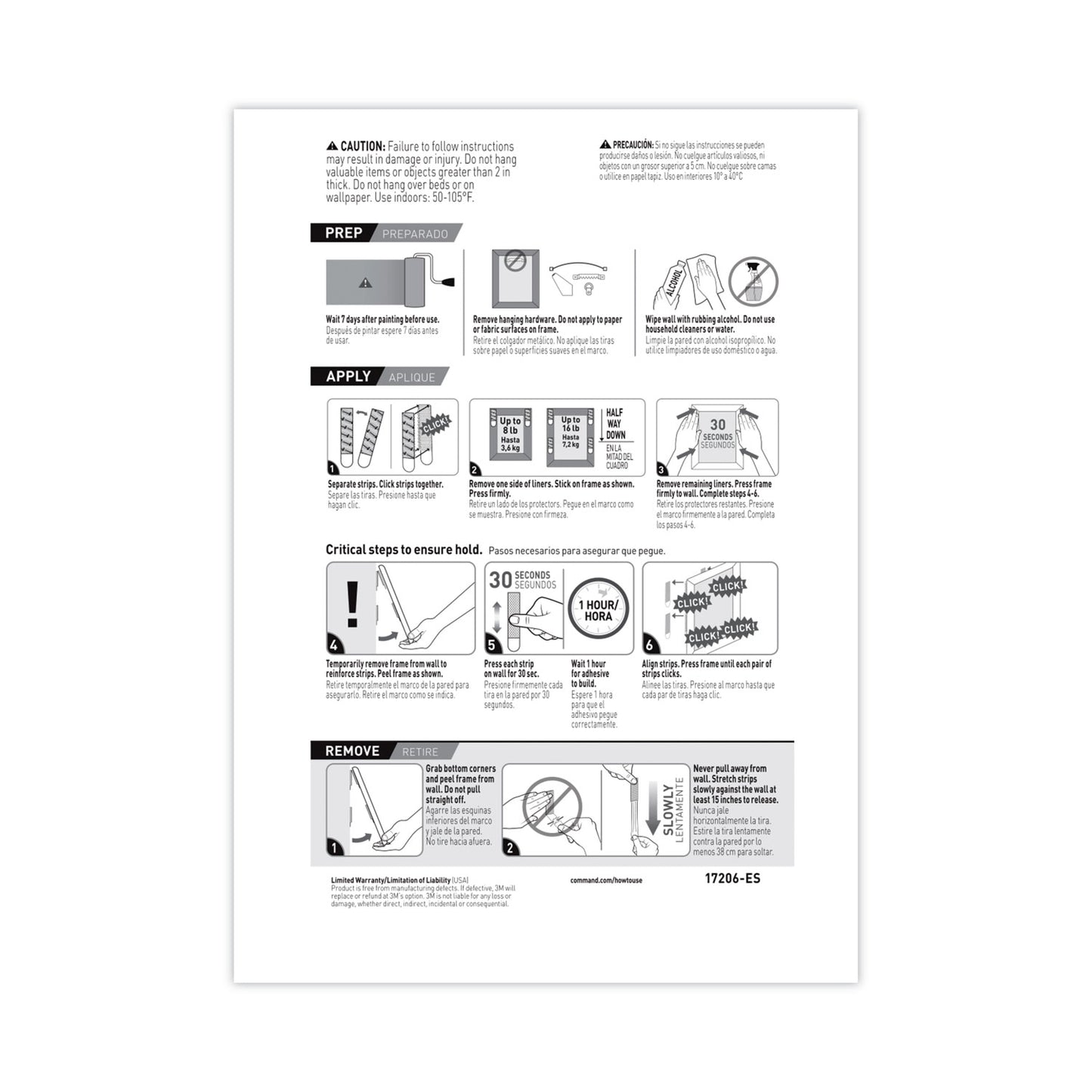 Command Picture Hanging Strips, Removable, Holds Up to 4 lbs per Pair, 0.5 x 3.63, White, 4 Pairs/Pack (17206ES)