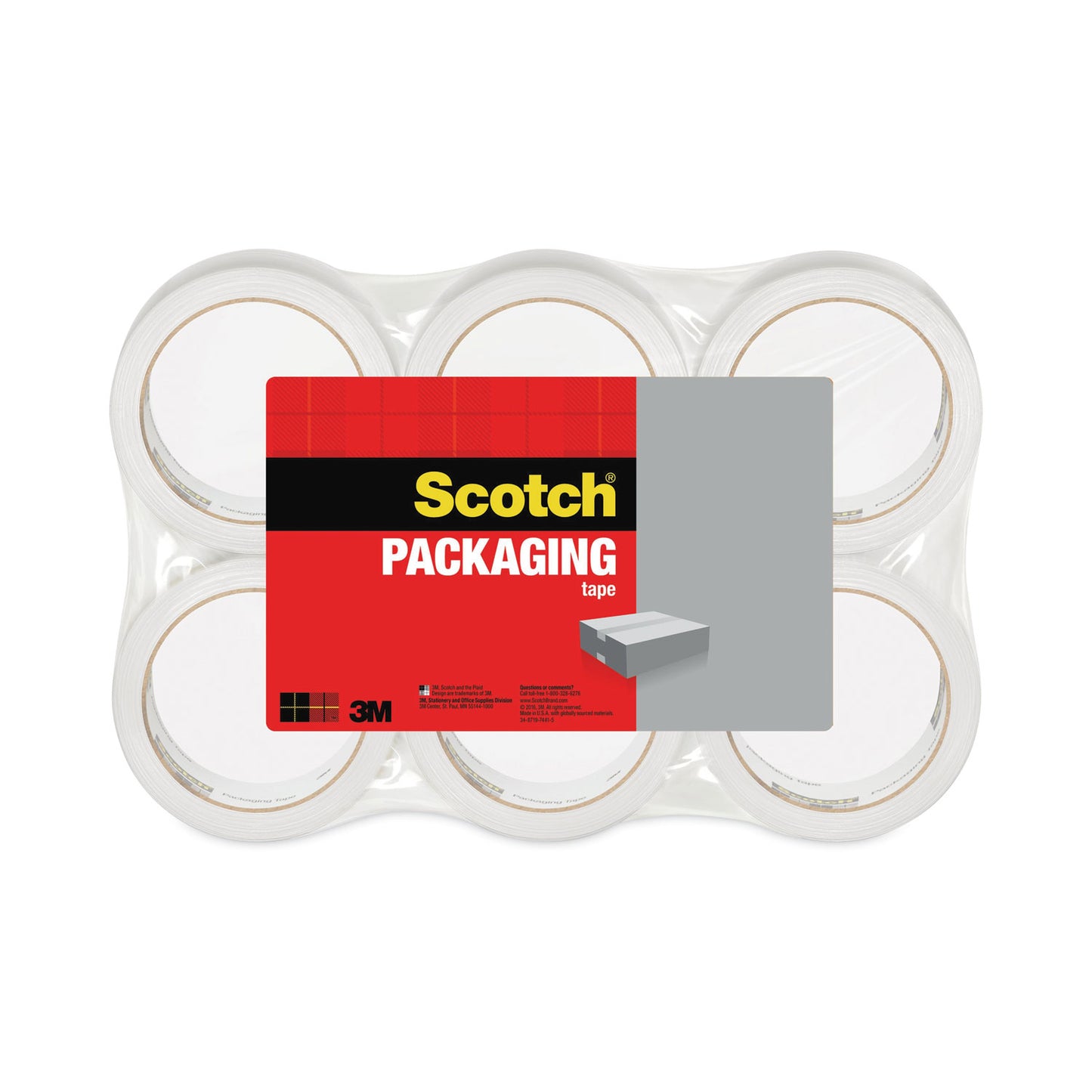 Scotch 3350 General Purpose Packaging Tape, 3" Core, 1.88" x 54.6 yds, Clear, 6/Pack (33506)
