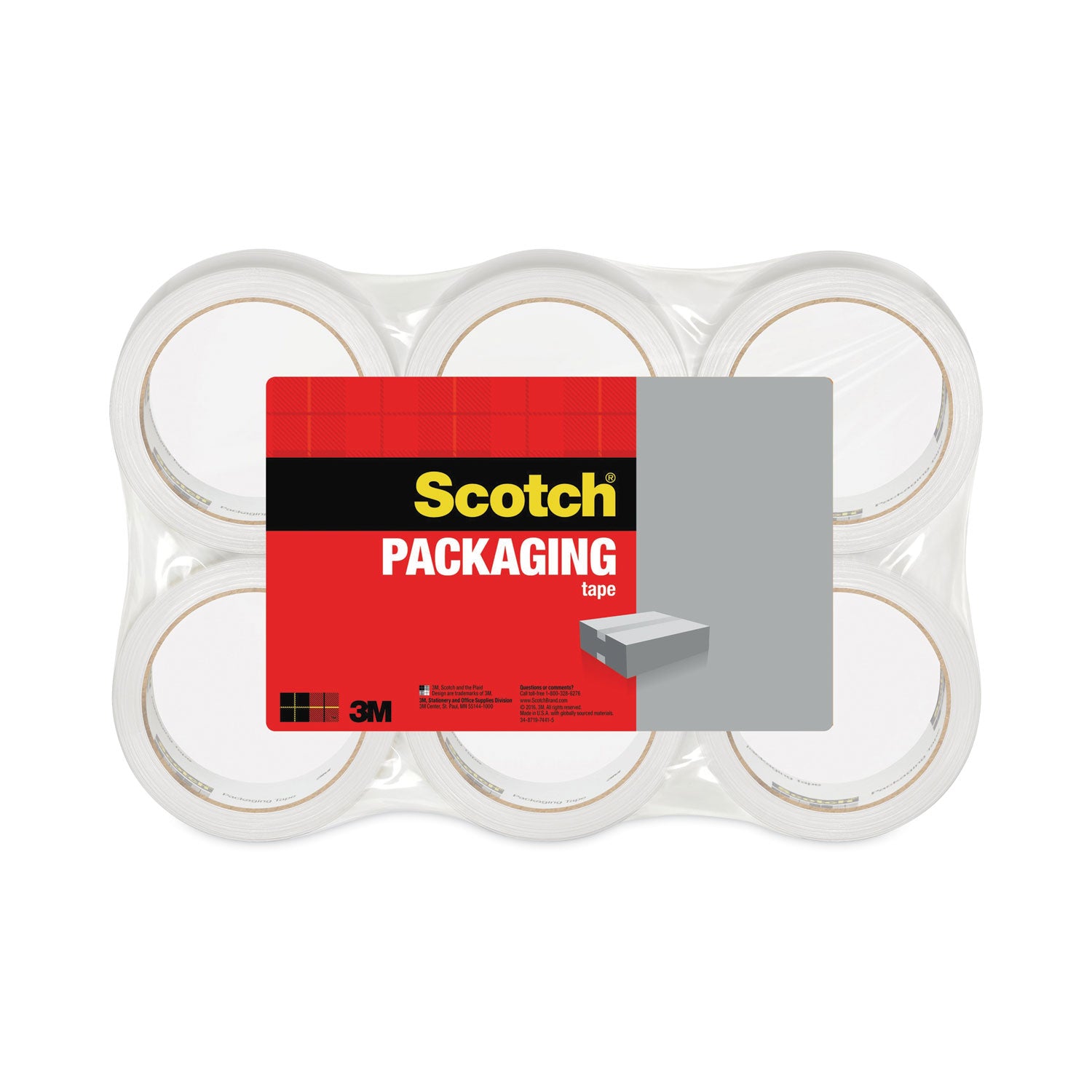 Scotch 3350 General Purpose Packaging Tape, 3" Core, 1.88" x 54.6 yds, Clear, 6/Pack (33506)