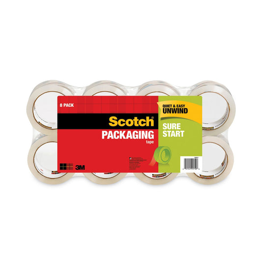 Scotch Sure Start Packaging Tape, 3" Core, 1.88" x 54.6 yds, Clear, 8/Pack (34508)