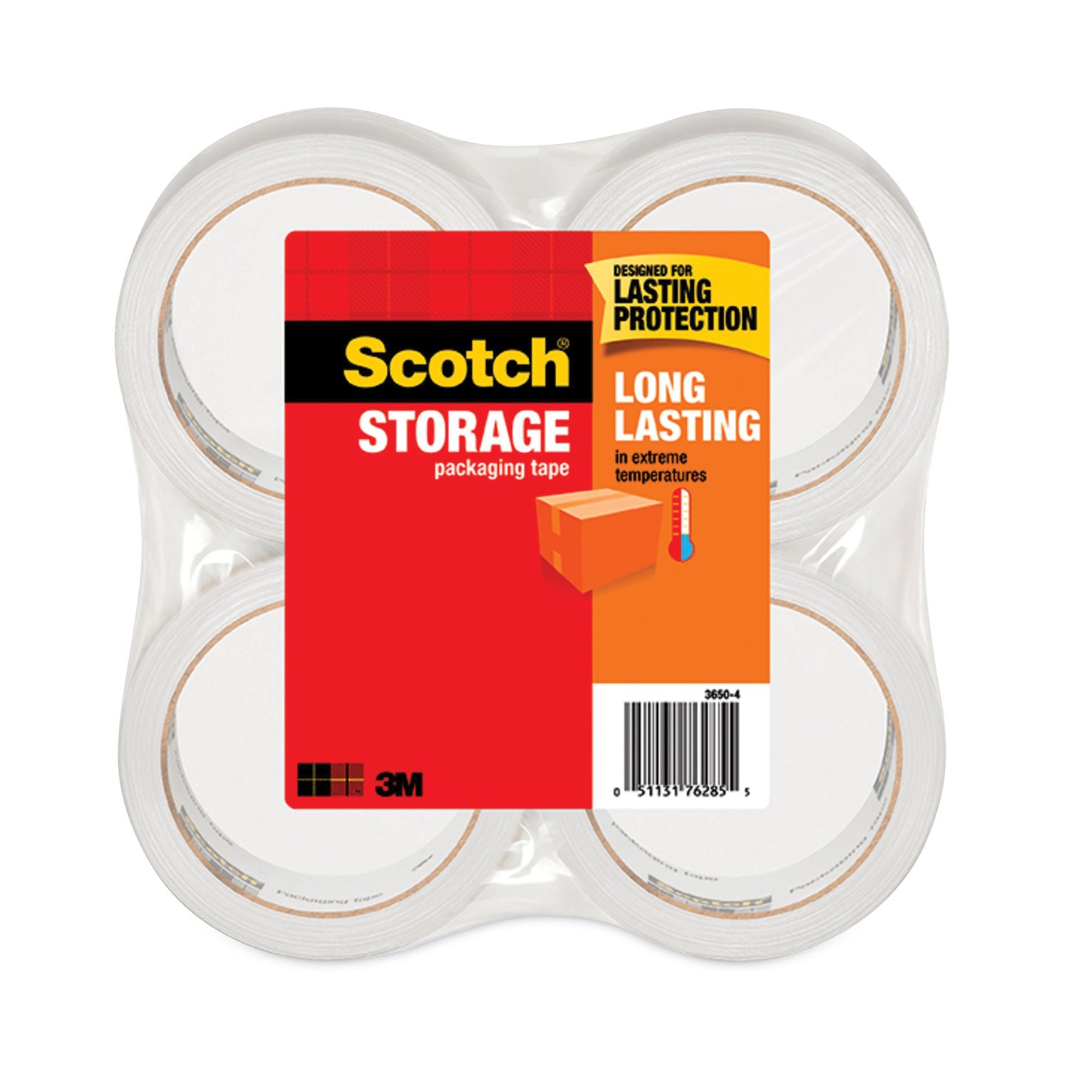 Scotch Storage Tape, 3" Core, 1.88" x 54.6 yds, Clear, 4/Pack (36504)