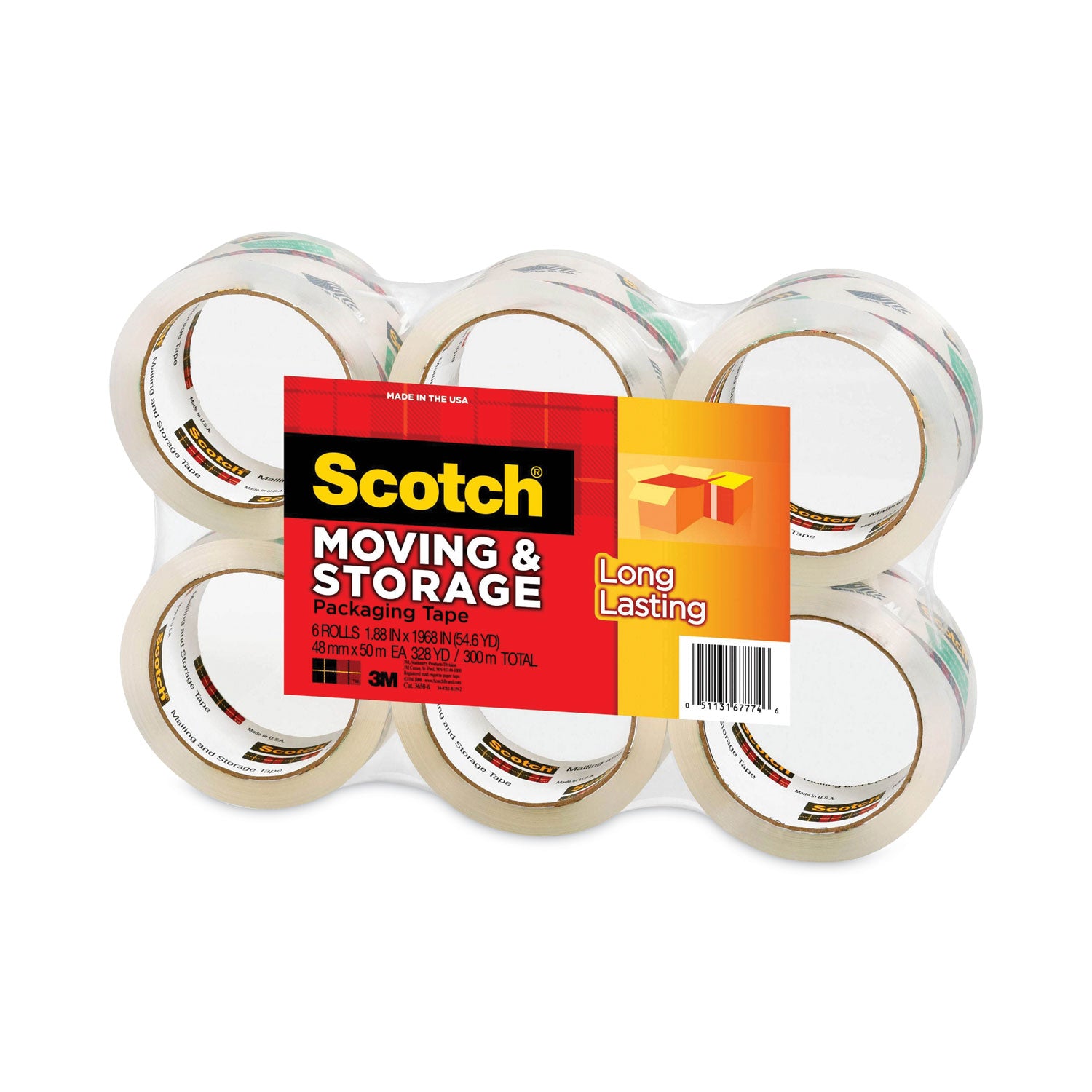 Scotch Storage Tape, 3" Core, 1.88" x 54.6 yds, Clear, 6/Pack (36506)