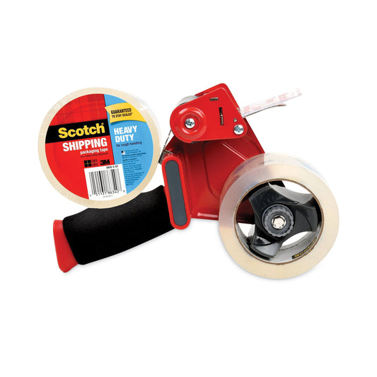 Scotch Packaging Tape Dispenser with Two Rolls of Tape, 3" Core, For Rolls Up to 2" x 60 yds, Red (38502ST)