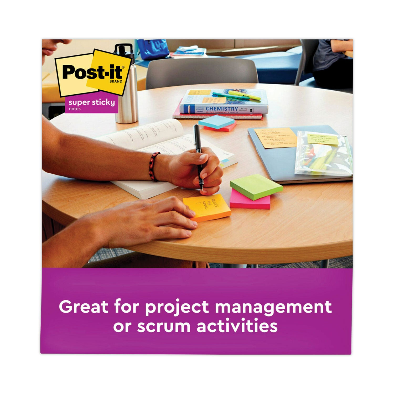 Post-it Pads in Energy Boost Collection Colors, 3" x 3", 90 Sheets/Pad, 12 Pads/Pack (65412SSUC)