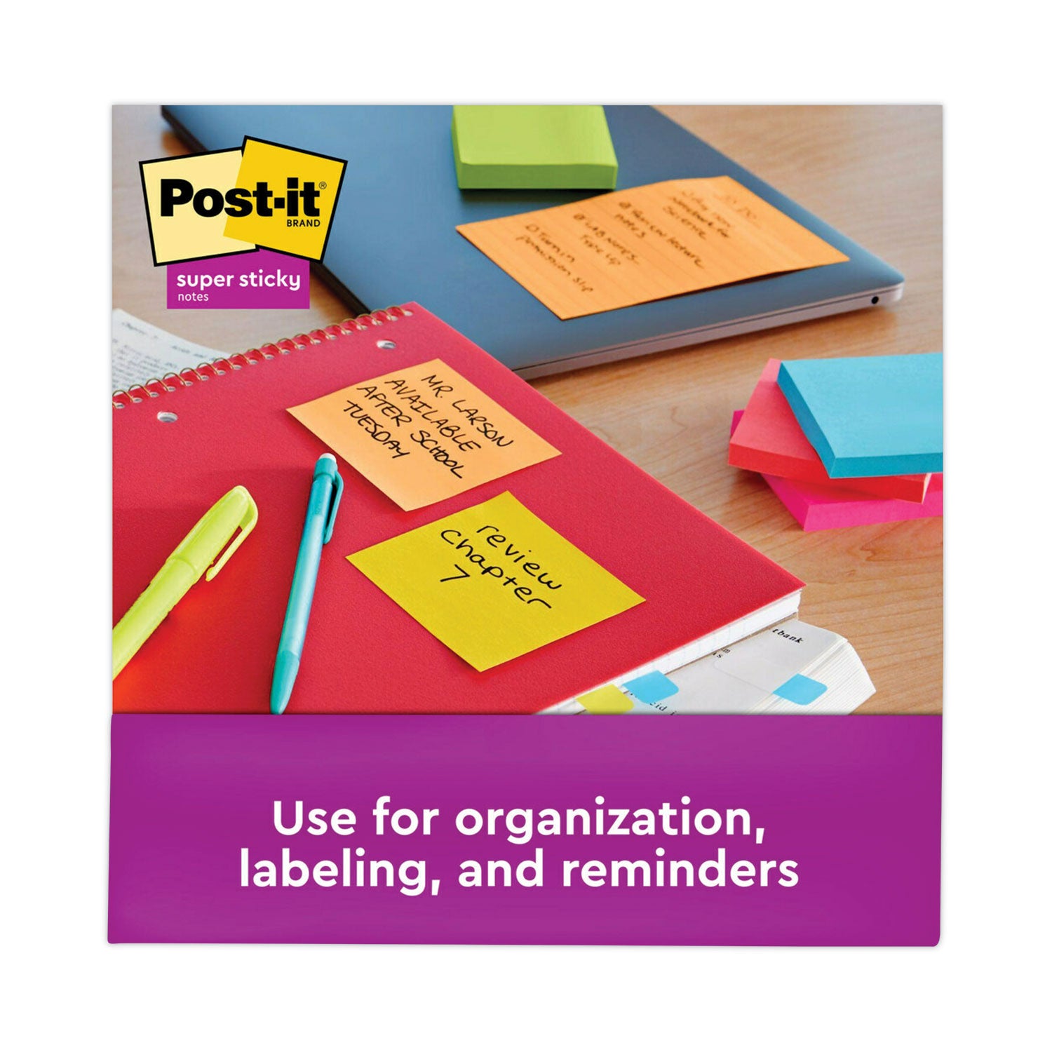 Post-it Pads in Energy Boost Collection Colors, 3" x 3", 90 Sheets/Pad, 12 Pads/Pack (65412SSUC)