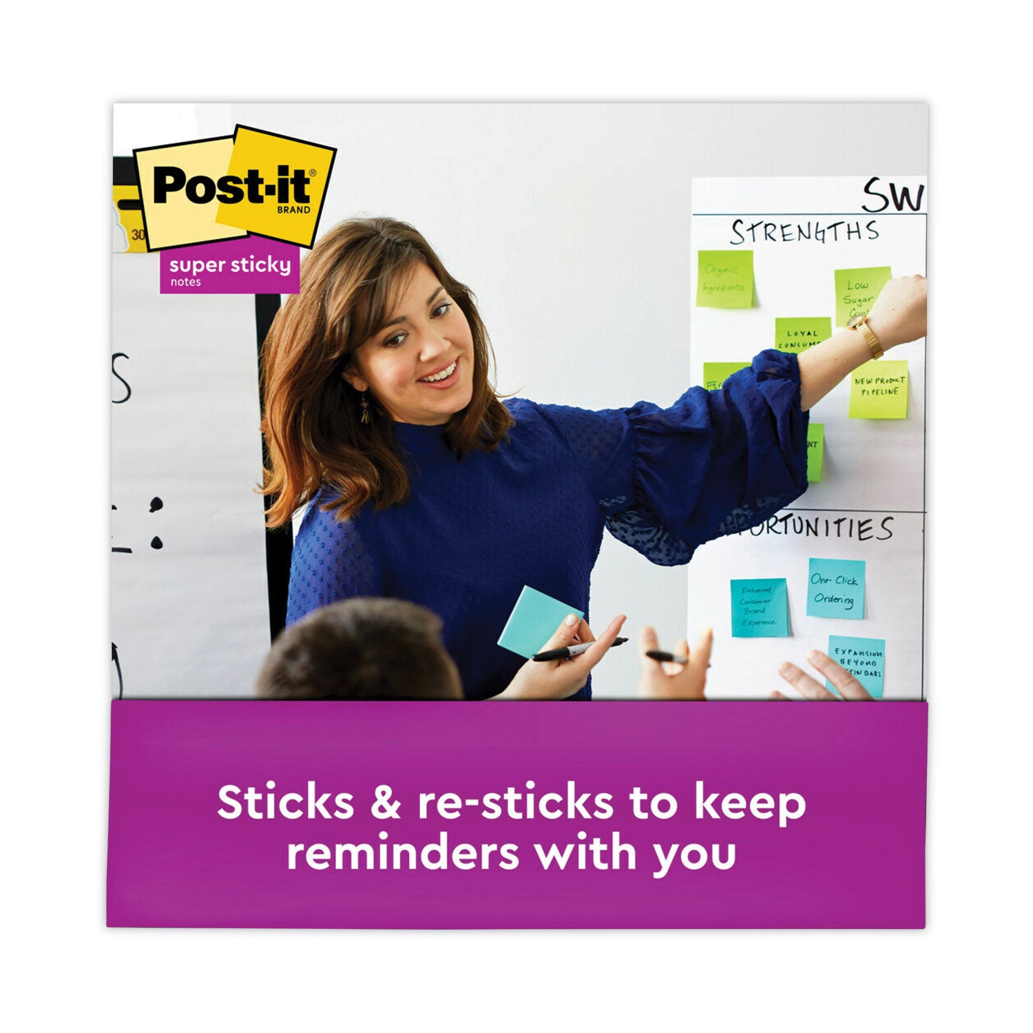 Post-it Pads in Energy Boost Collection Colors, 3" x 3", 90 Sheets/Pad, 24 Pads/Pack (65424SSAU)