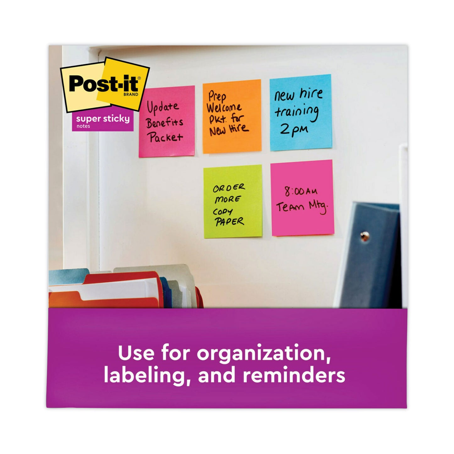 Post-it Pads in Energy Boost Collection Colors, 3" x 3", 90 Sheets/Pad, 24 Pads/Pack (65424SSAU)