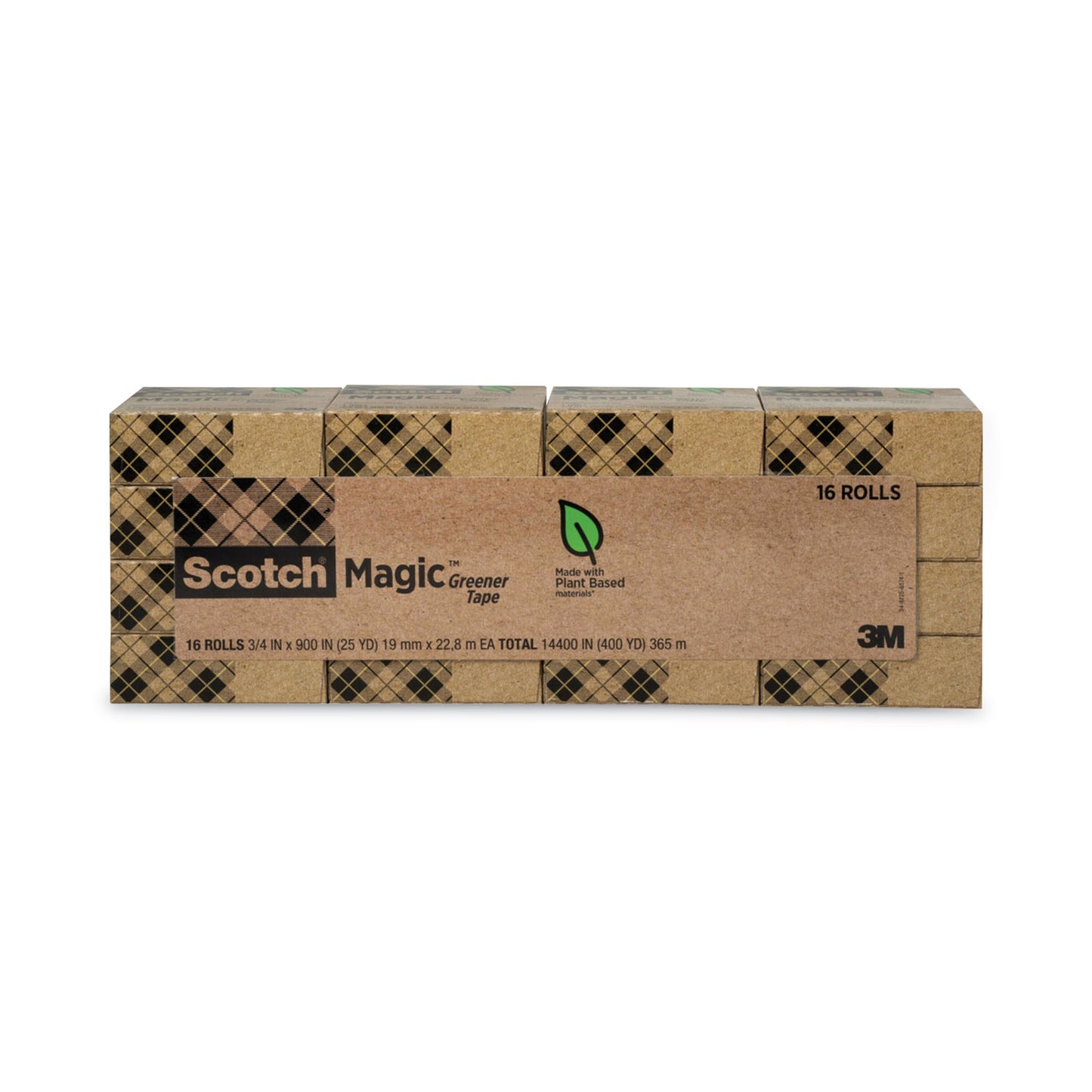 Scotch Magic Greener Tape, 1" Core, 0.75" x 75 ft, Clear, 16/Pack (81216P)