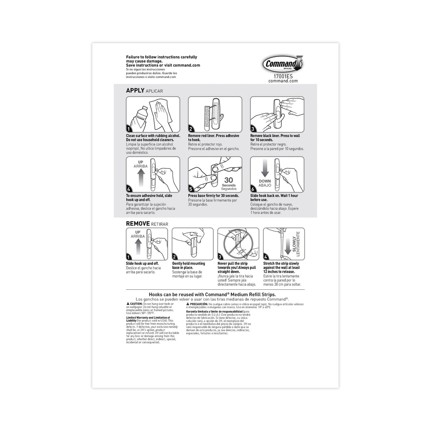 Command General Purpose Hooks Multi-Pack, Medium, Plastic, White, 3 lb Capacity, 6 Hooks and 12 Strips/Pack (170016ES)