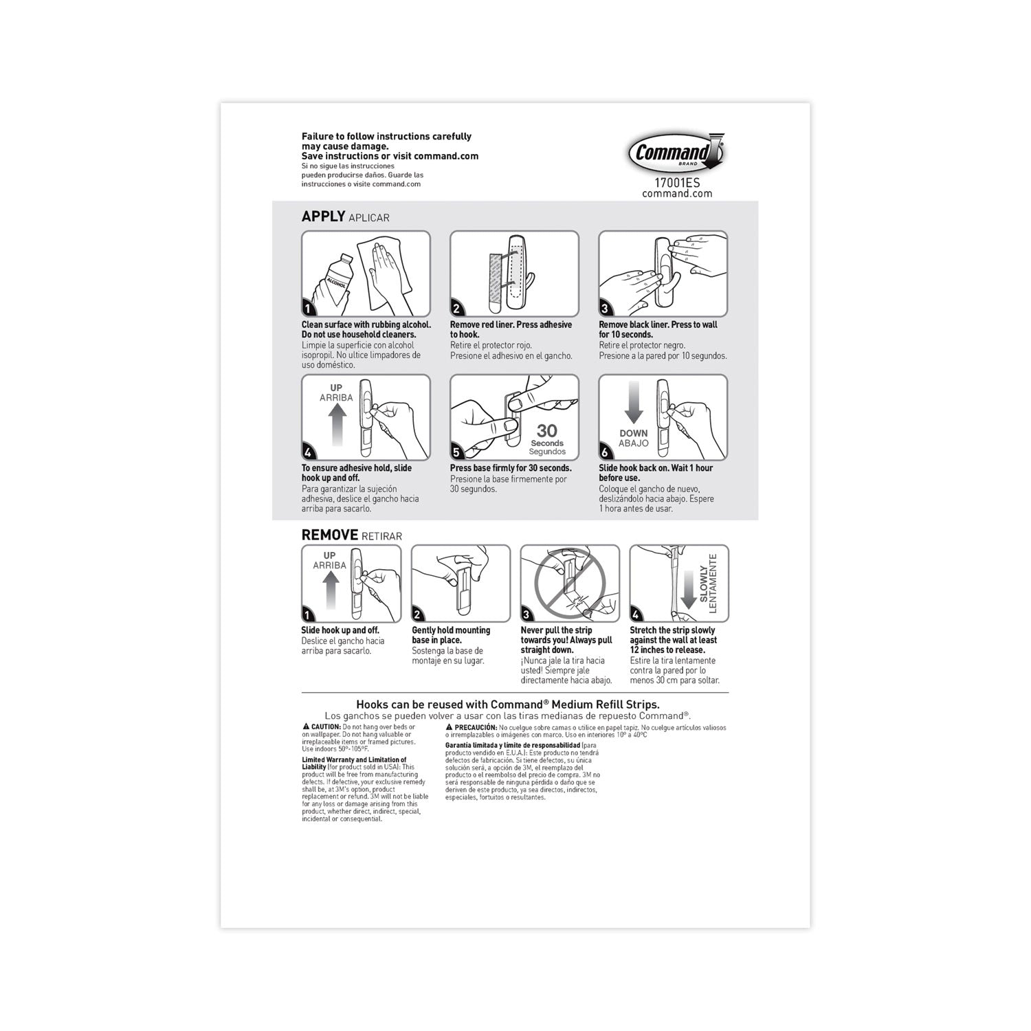 Command General Purpose Hooks Multi-Pack, Medium, Plastic, White, 3 lb Capacity, 6 Hooks and 12 Strips/Pack (170016ES)