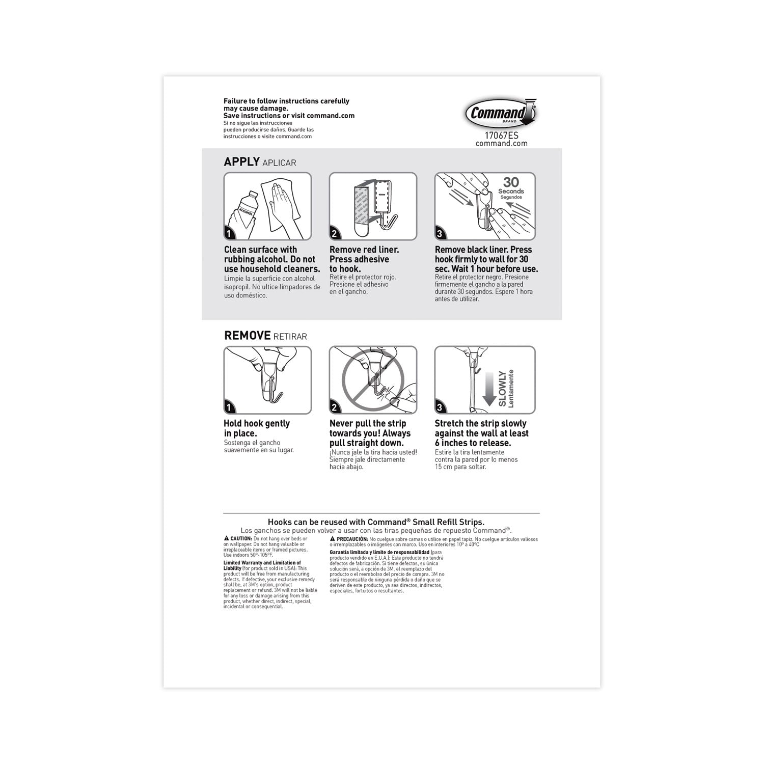 Command General Purpose Wire Hooks Multi-Pack, Small, Metal, White, 0.5 lb Capacity, 9 Hooks and 12 Strips/Pack (170679ES)