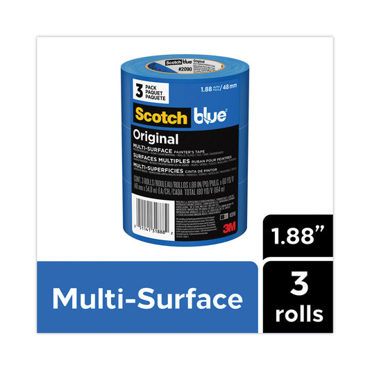 ScotchBlue Original Multi-Surface Painter's Tape, 3" Core, 1.88" x 60 yds, Blue, 3/Pack (209048EVP)