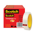 Scotch Transparent Tape, 3" Core, 1" x 72 yds, Transparent, 3/Pack (600723PK)