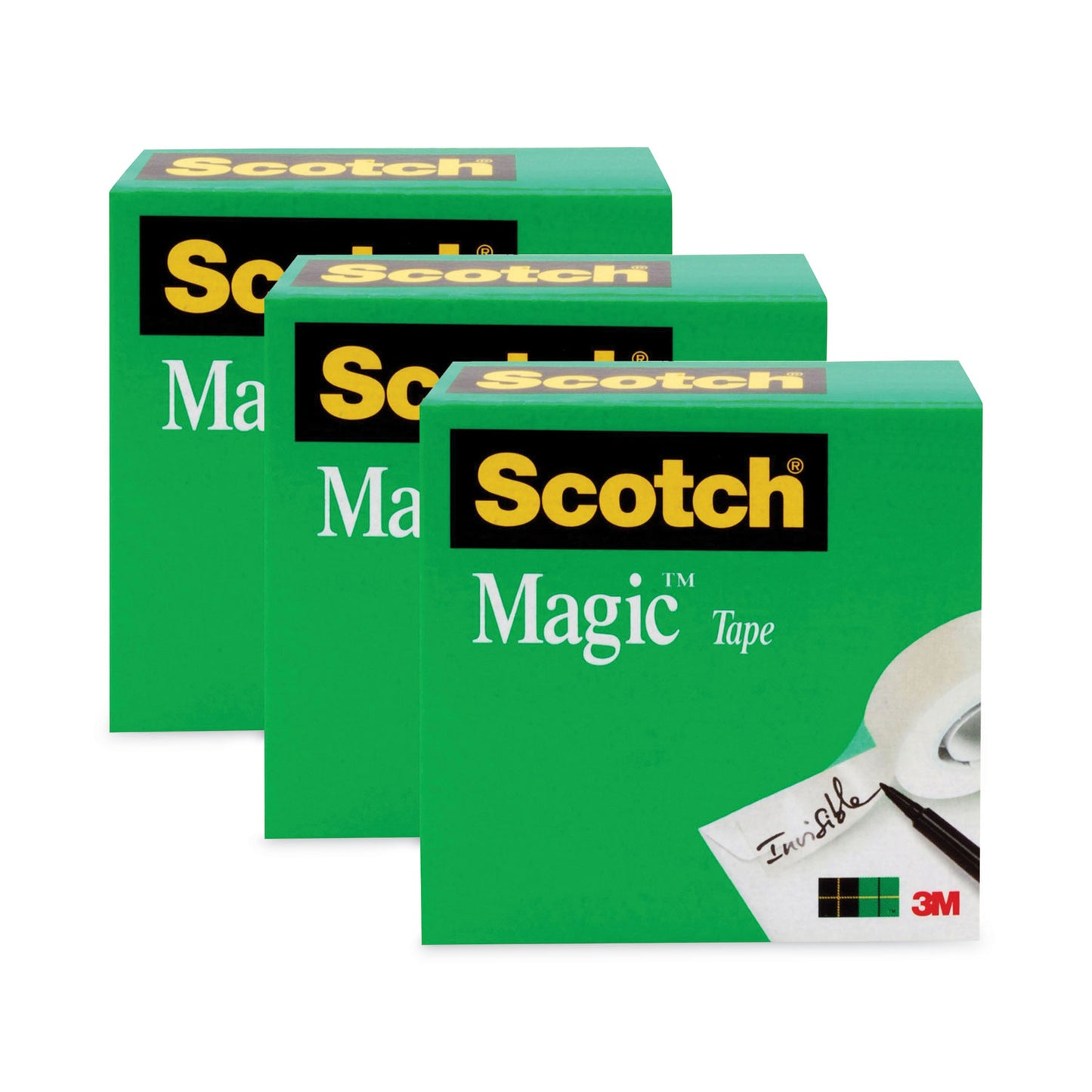 Scotch Magic Tape Refill, 3" Core, 1" x 72 yds, Clear, 3/Pack (810723PK)