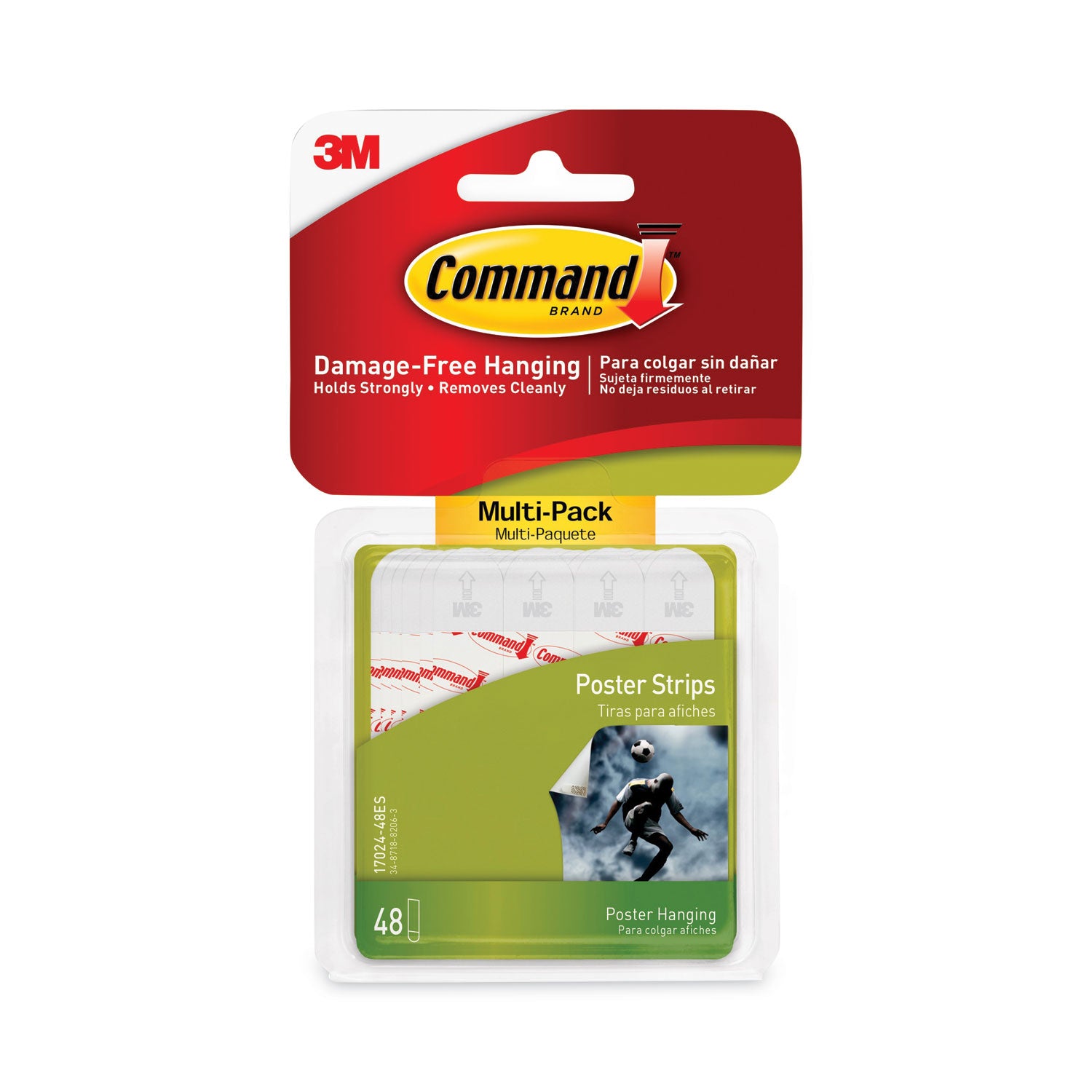 Command Poster Strips Value Pack, Removable, Holds Up to 1 lb, 0.63 x 1.75, White, 48/Pack (1702448ES)