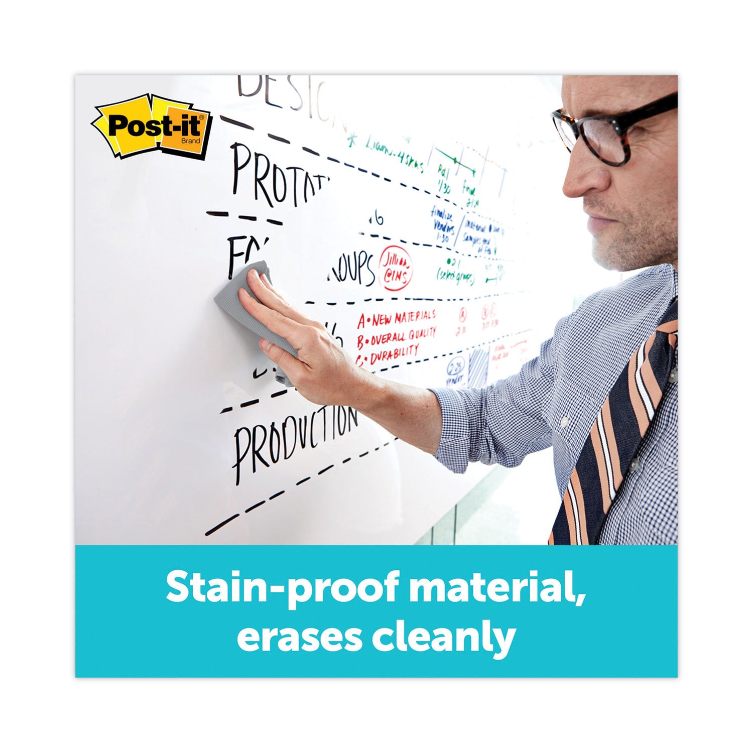 Post-it Dry Erase Surface with Adhesive Backing, 36 x 24, White Surface (DEF3X2)