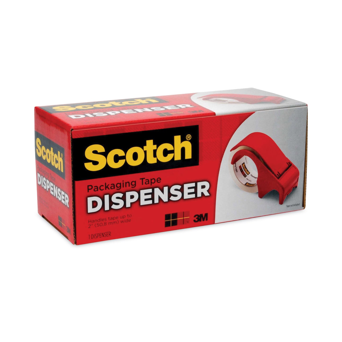 Scotch Compact and Quick Loading Dispenser for Box Sealing Tape, 3" Core, For Rolls Up to 2" x 60 yds, Red (DP300RD)