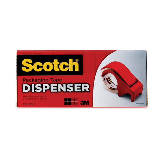 Scotch Compact and Quick Loading Dispenser for Box Sealing Tape, 3" Core, For Rolls Up to 2" x 60 yds, Red (DP300RD)