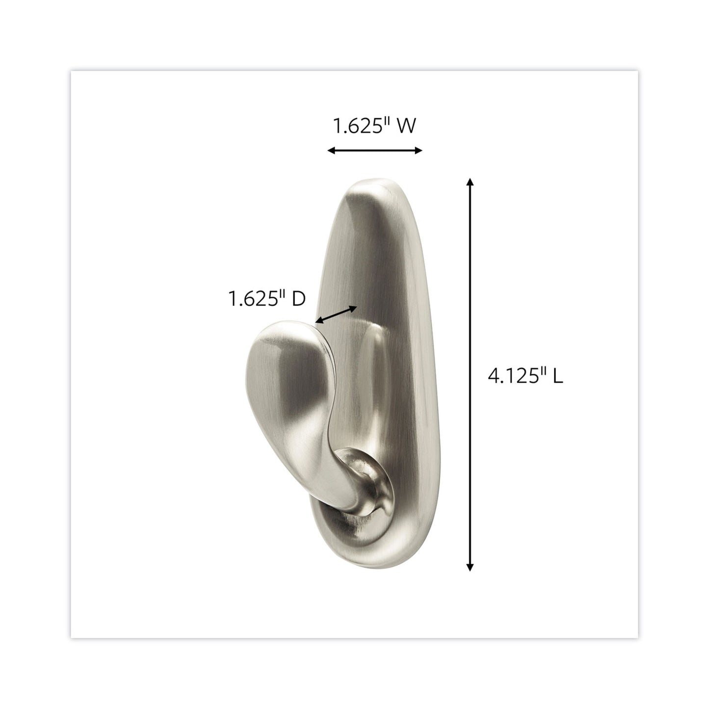 Command Adhesive Mount Metal Hook, Large, Brushed Nickel Finish, 5 lb Capacity, 1 Hook and 2 Strips/Pack (FC13BNES)